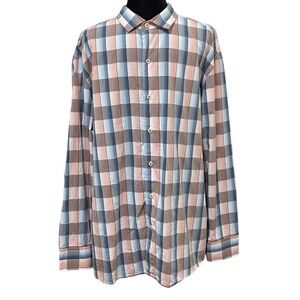 Tommy Bahama Ombre Plaid Button Down Shirt Desert Colors Casual XL